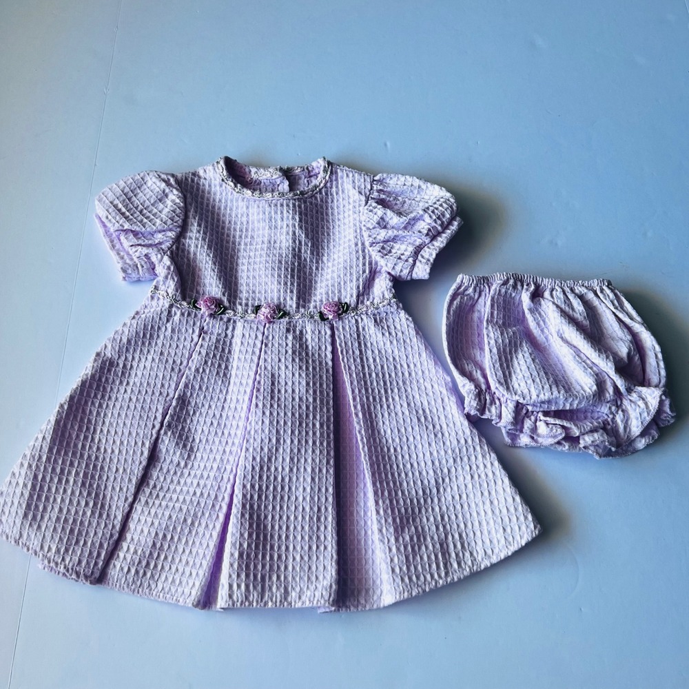 Vintage Rose Cottage Pink Dress & Bloomers 3-6M Easter Floral Outfit